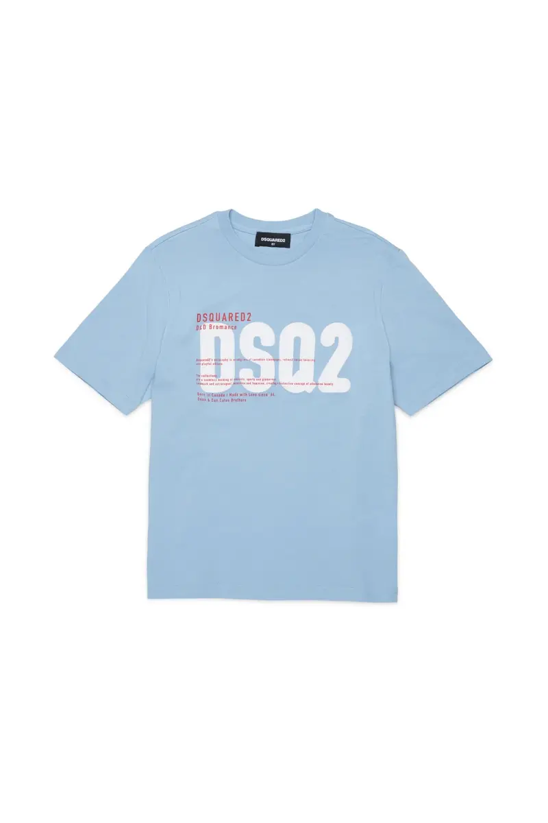 T-SHIRT CELESTE CON LOGO BIANCO DSQ2 DI DSQUARED2