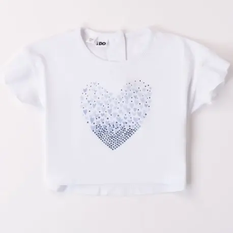 T-shirt con cuore di strass