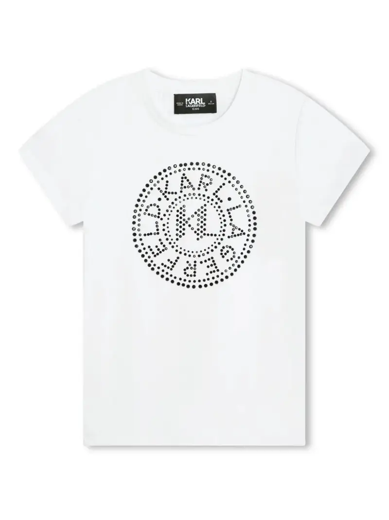 T-SHIRT CON DECORO BIANCO E NERO KARL LAGERFELD