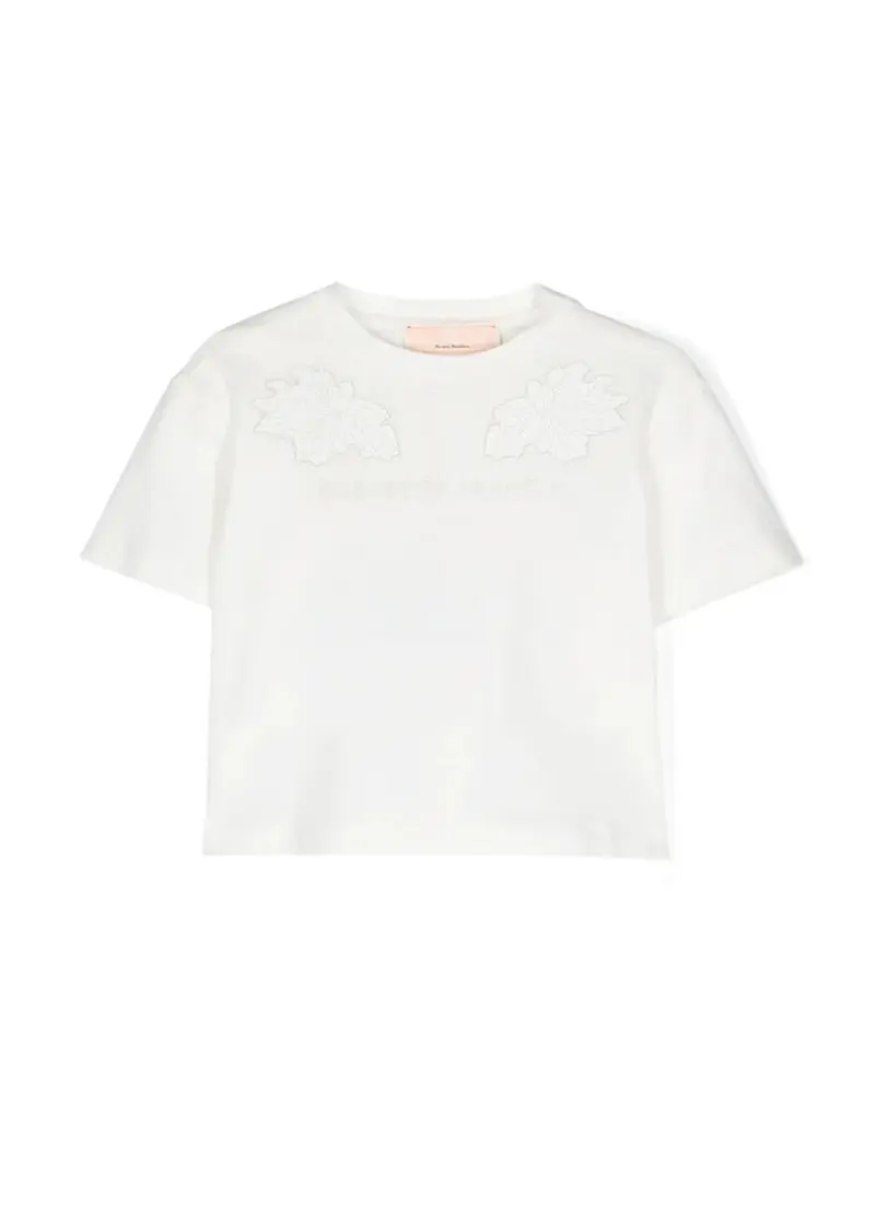 T-SHIRT CON FIORI RICAMATI PANNA ELISABETTA FRANCHI