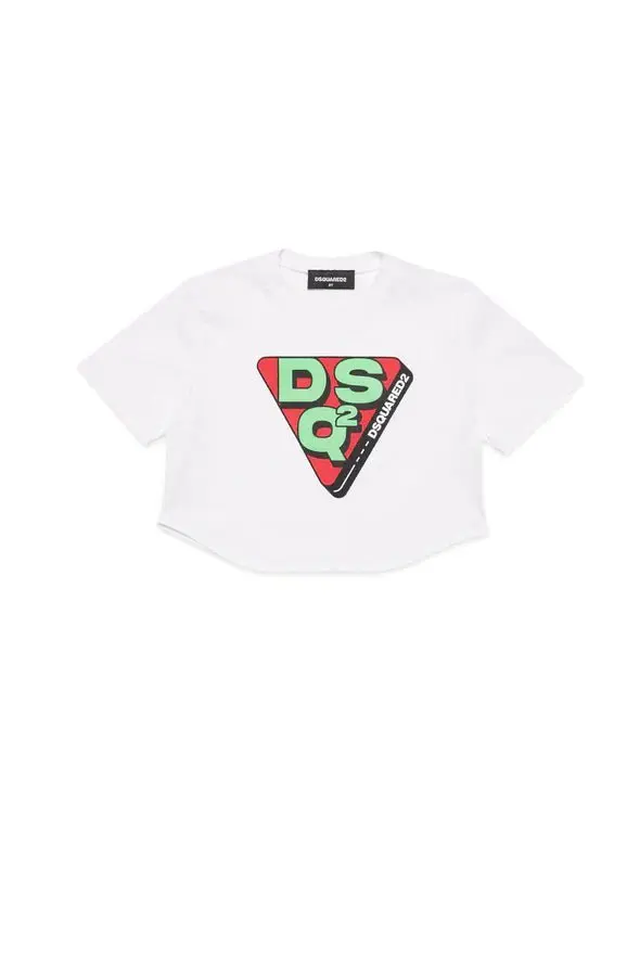 T-SHIRT CON GRAFICA TRIANGOLARE LOGO DSQ2