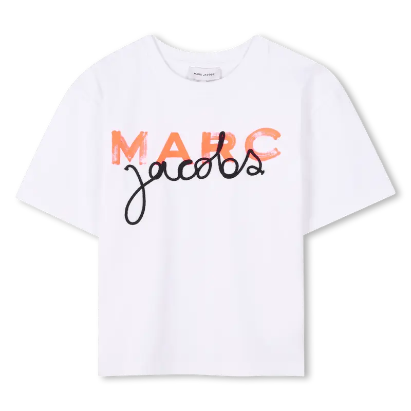T-SHIRT CON LOGO ARANCIO FLUO MARC JACOBS