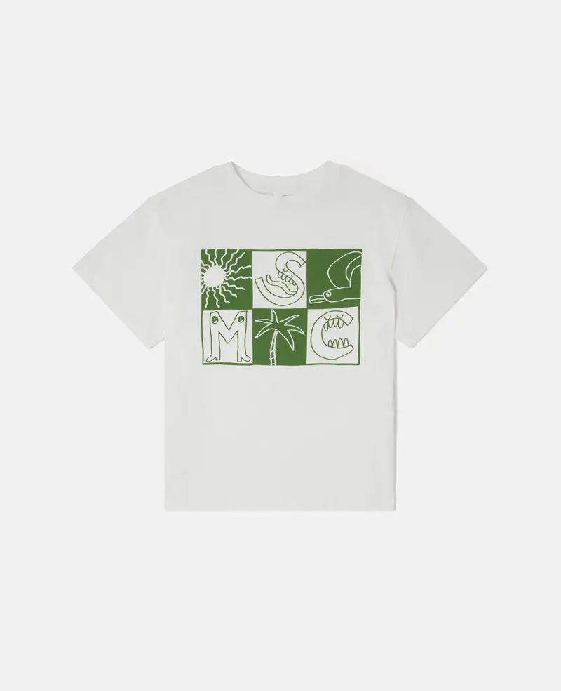 T-SHIRT CON LOGO BIANCO-VERDE STELLA MCCARTNEY