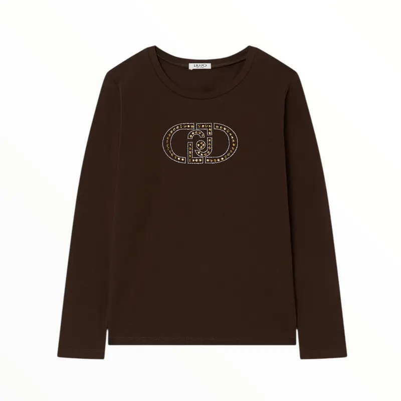 T-Shirt con logo Liu Jo monogram e strass