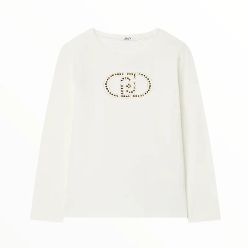T-Shirt con logo Liu Jo monogram e strass