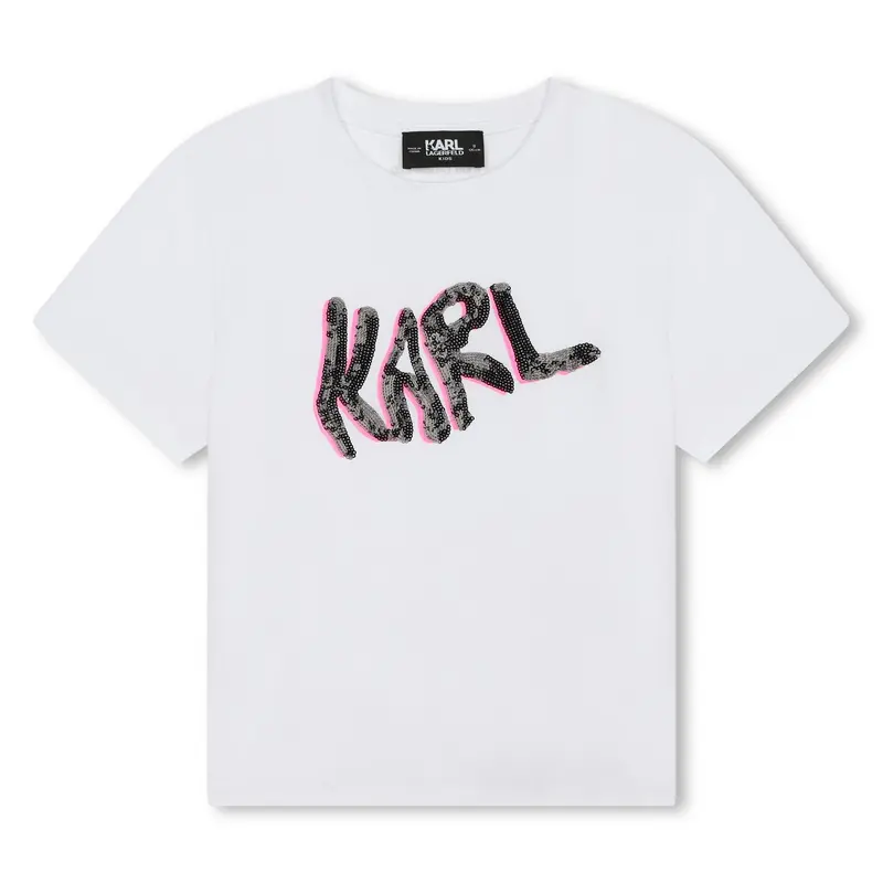 T-SHIRT CON LOGO PAILLETTES KARL LAGERFELD