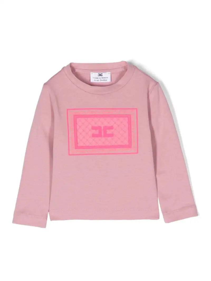 T SHIRT CON RICAMO ROSA FLUO
