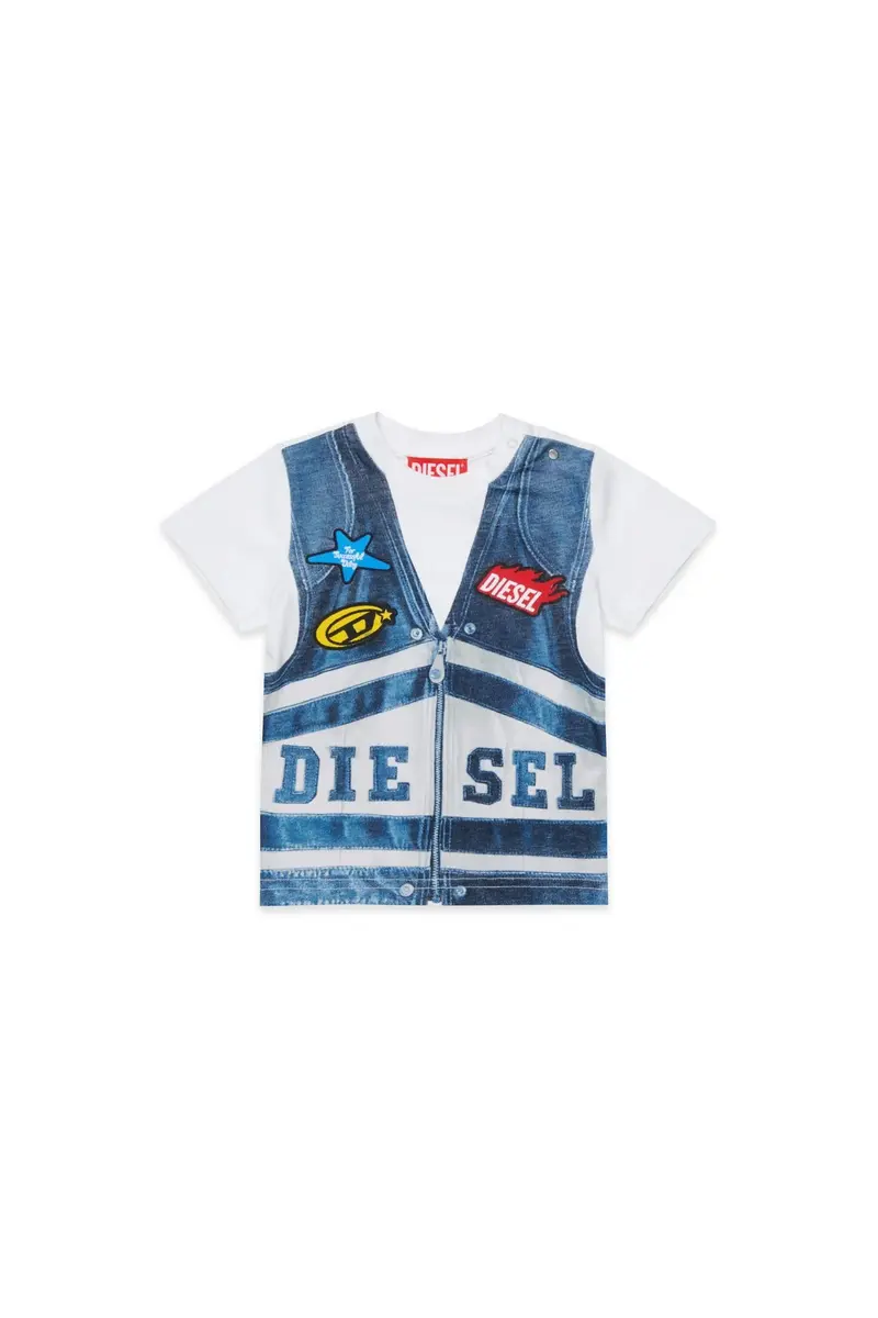 T-SHIRT CON STAMPA EFFETTO GILET DENIM DIESEL