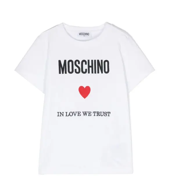 T-shirt con stampa logo e cuore