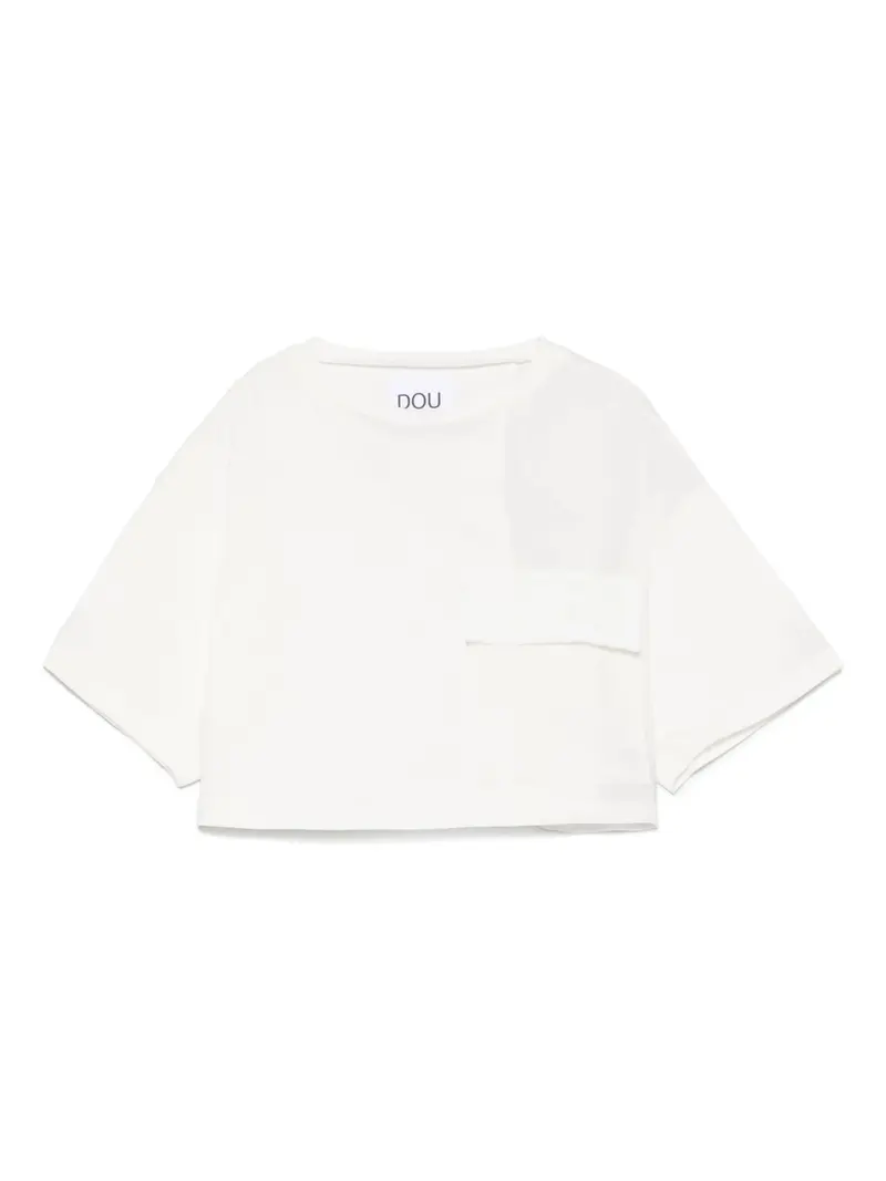 T-SHIRT CROP BIANCA CON TASCHINO DOUUOD