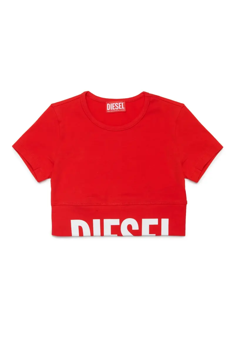 T-SHIRT CROPPED ROSSA CON LOGO BINACO DIESEL