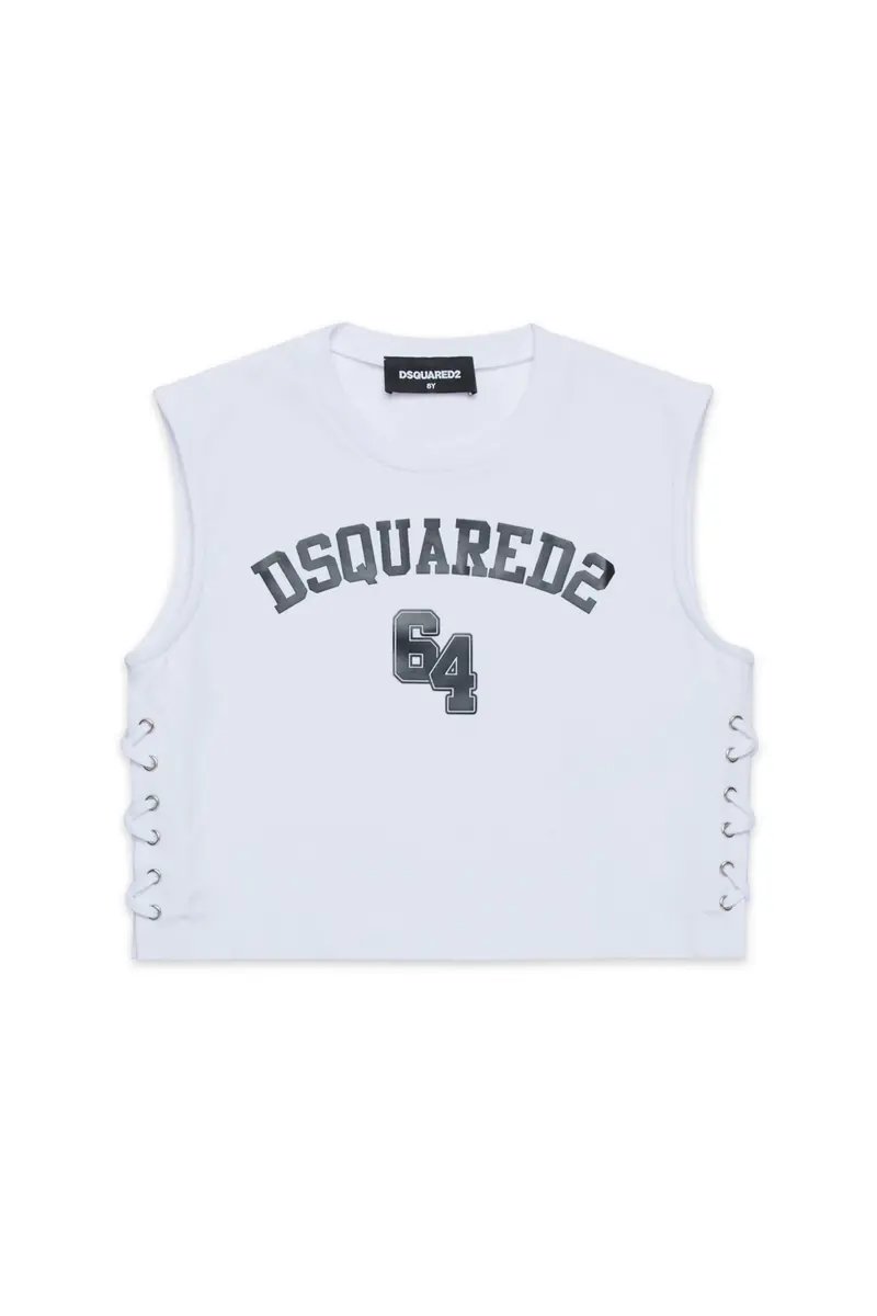 T-SHIRT CROPPED SMANICATA CON LOGO DSQUARED2