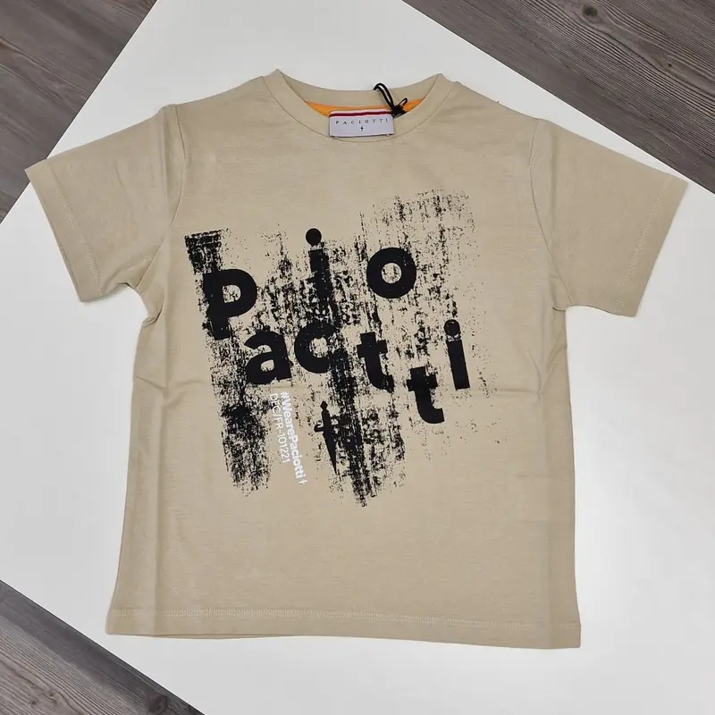 T-shirt fango con stampa paciotti a macchie sul davanti