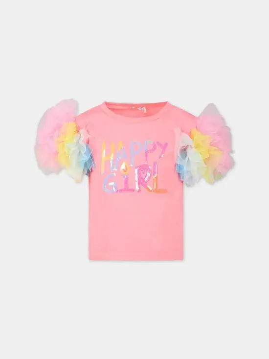T-SHIRT FUCSIA CON SCRITTA MULTICOLOR BILLIEBLUSH