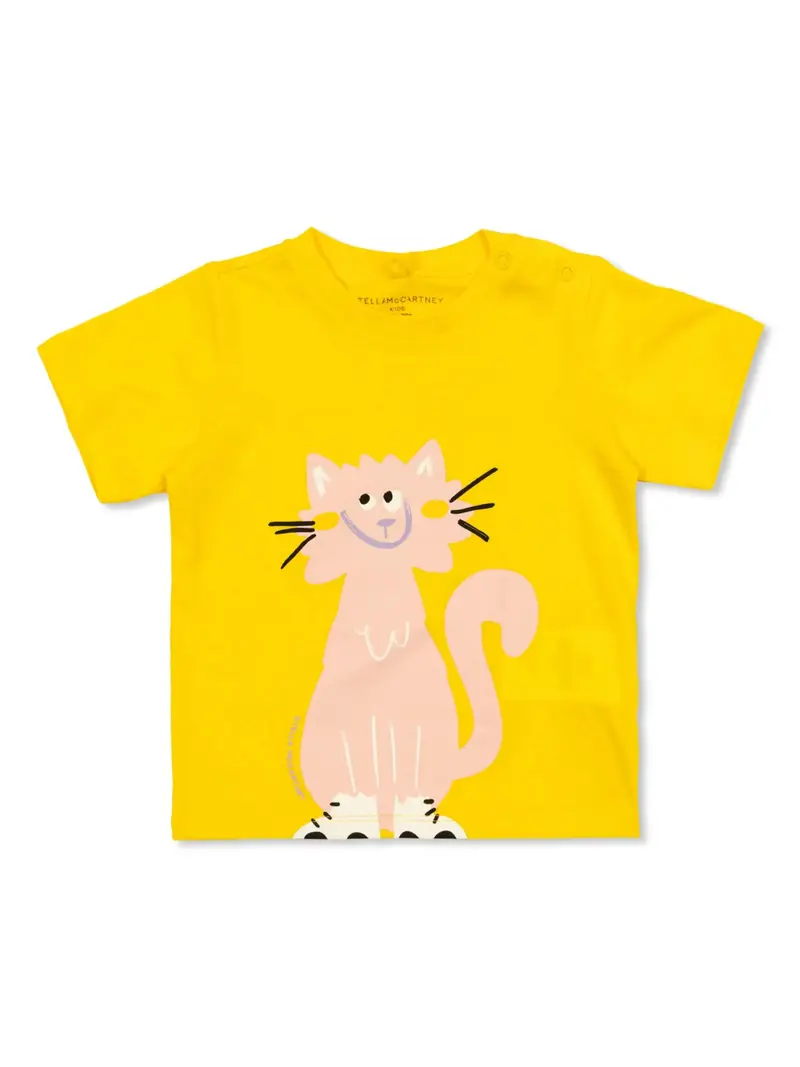 T-SHIRT GIALLA CON GATTINO STELLA MCCARTNEY