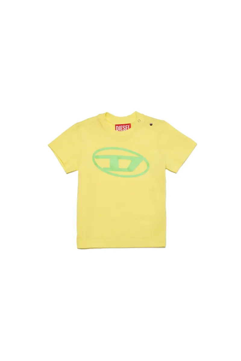 T-SHIRT GIALLA CON LOGO VERDE DIESEL