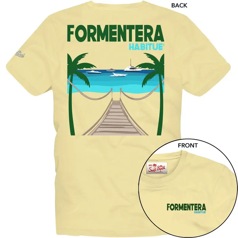 T-SHIRT GIALLA CON SCRITTA SUL DAVANTI E RETRO FORMENTERA MC2 SAINT BARTH