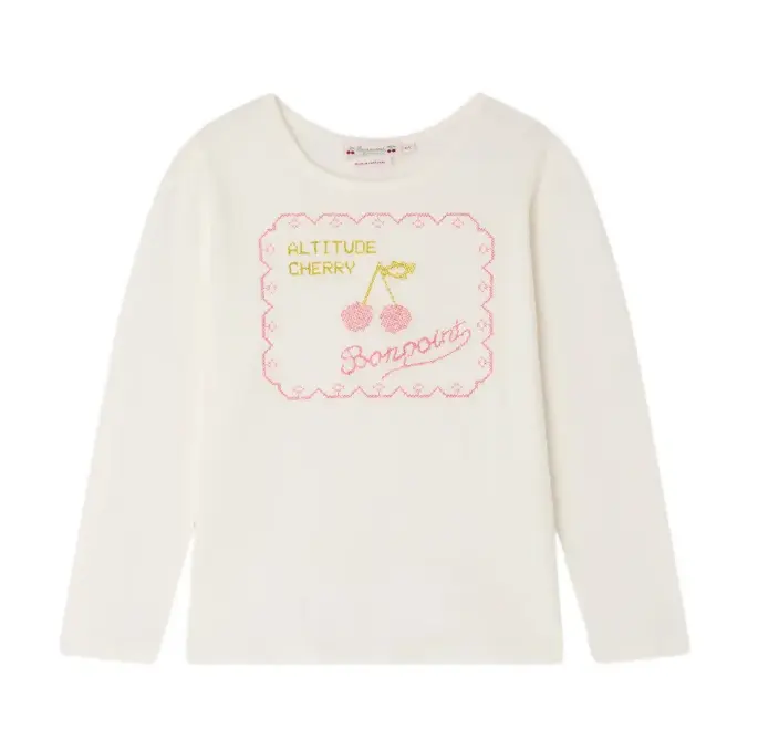 T-shirt Gracieuse con ricamo Altitude Cherry in cotone biologico