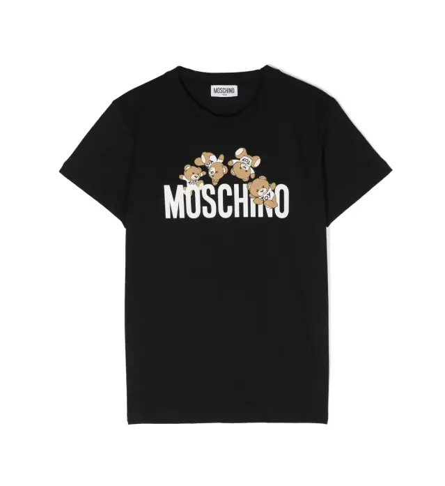 T-shirt in cotone bianco con stampa Teddy