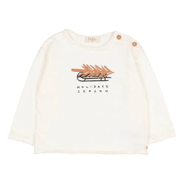T-Shirt in cotone organico fiammato Holidays | Ecru