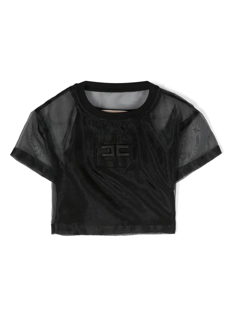 T-SHIRT IN ORGANZA NERO ELISABETTA FRANCHI