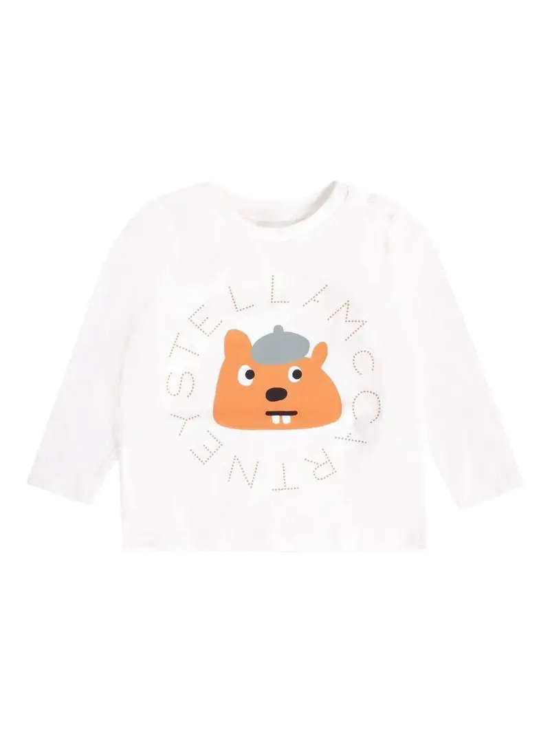 T-SHIRT MANICA LUNGA BIANCA CON ORSO STELLA MCCARTNEY