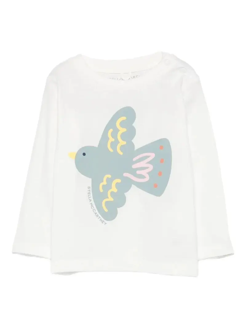 T-SHIRT MANICA LUNGA BIANCA CON STAMPA UCCELLO STELLA MCCARTNEY