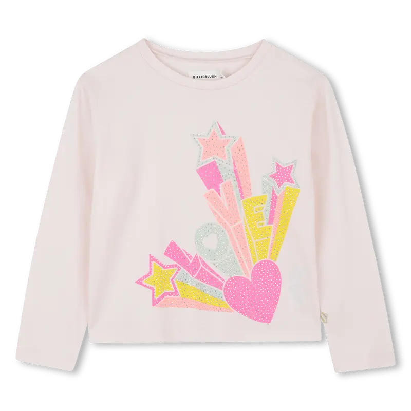 T-SHIRT MANICA LUNGA ROSA CON LOGO IN STRASS BILLIEBLUSH