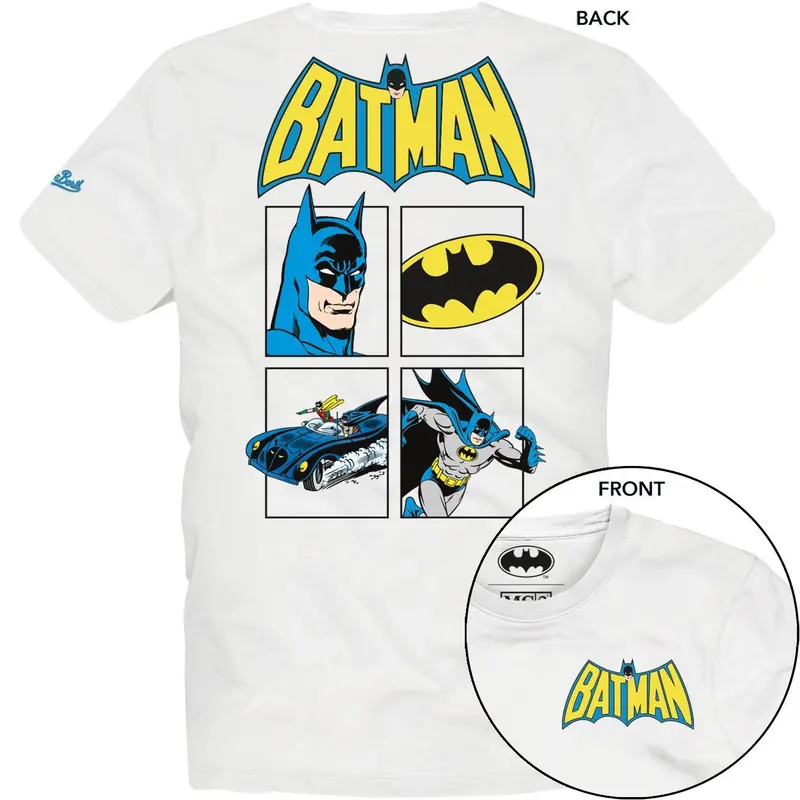 T-SHIRT MC2 SAINT BARTH BIANCA CON STAMPA DI BATMAN SUL RETRO
