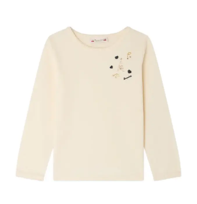 T-shirt Mellyn con ricamo di perle Paris in cotone biologico
