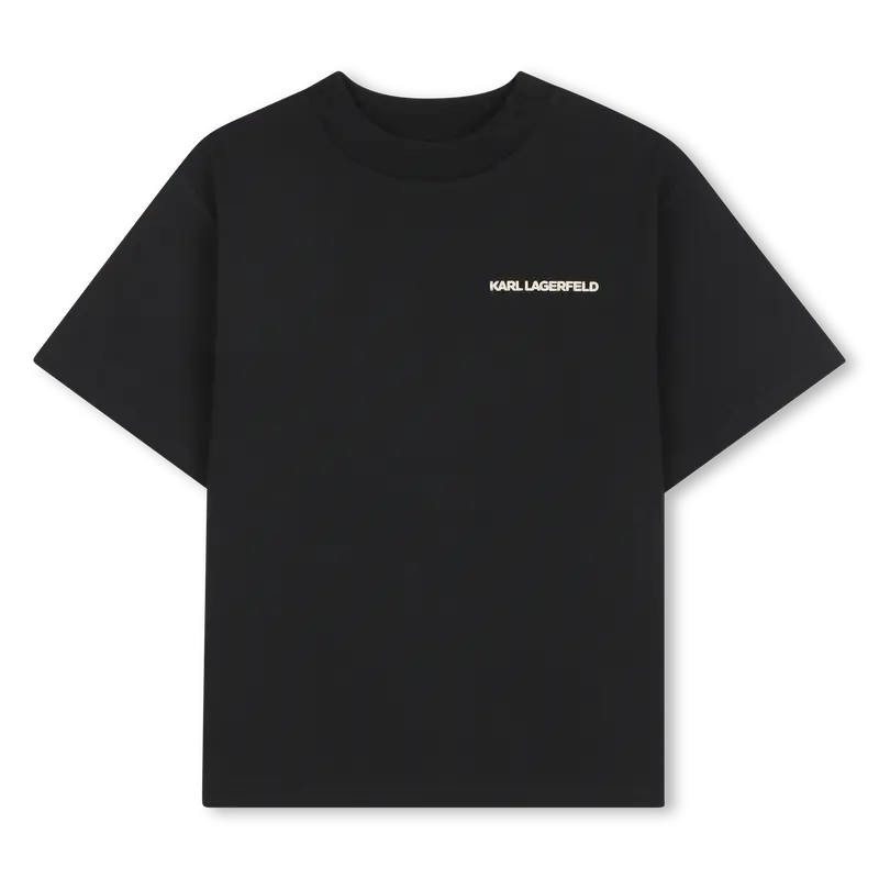 T-SHIRT NERA CON FANTASIA LOGO BEIGE KARL LAGERFELD