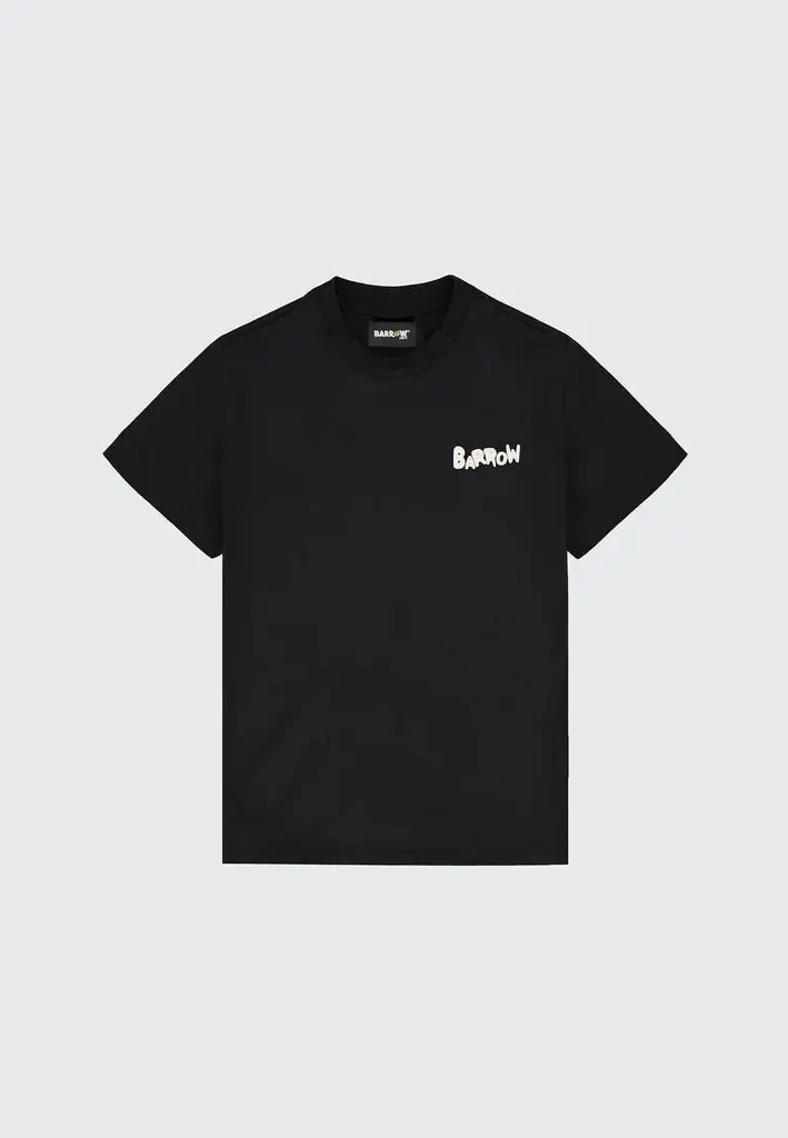 T-SHIRT NERA CON LOGO BIANC SUL RETRO BARROW