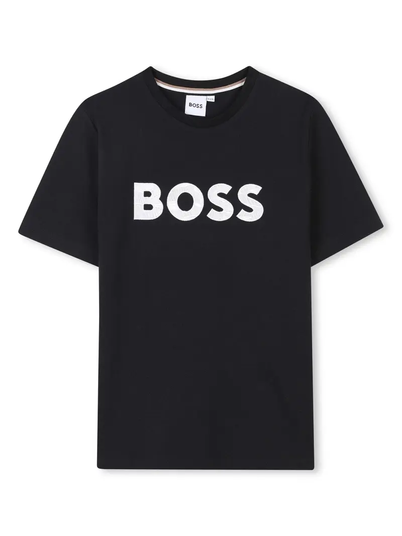 T-SHIRT NERA CON LOGO BIANCO HUGO BOSS