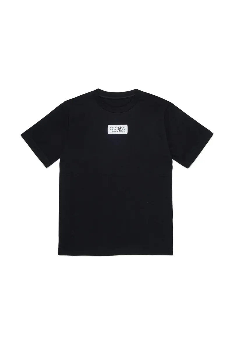 T-SHIRT NERA CON LOGO BIANCO MAISON MARGIELA