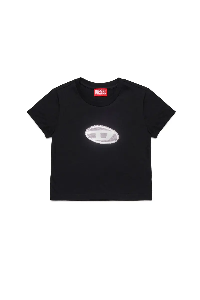 T-SHIRT NERA CON  LOGO IN PAILLETTES DIESEL