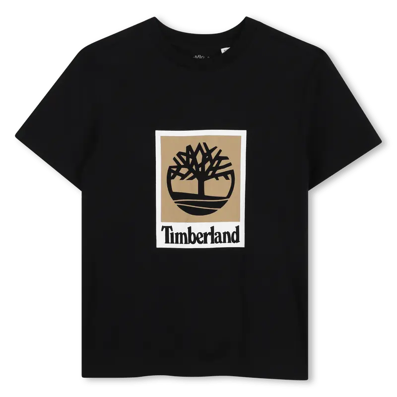 T-SHIRT NERA CON LOGO MARRONE/BIANCO TIMBERLAND