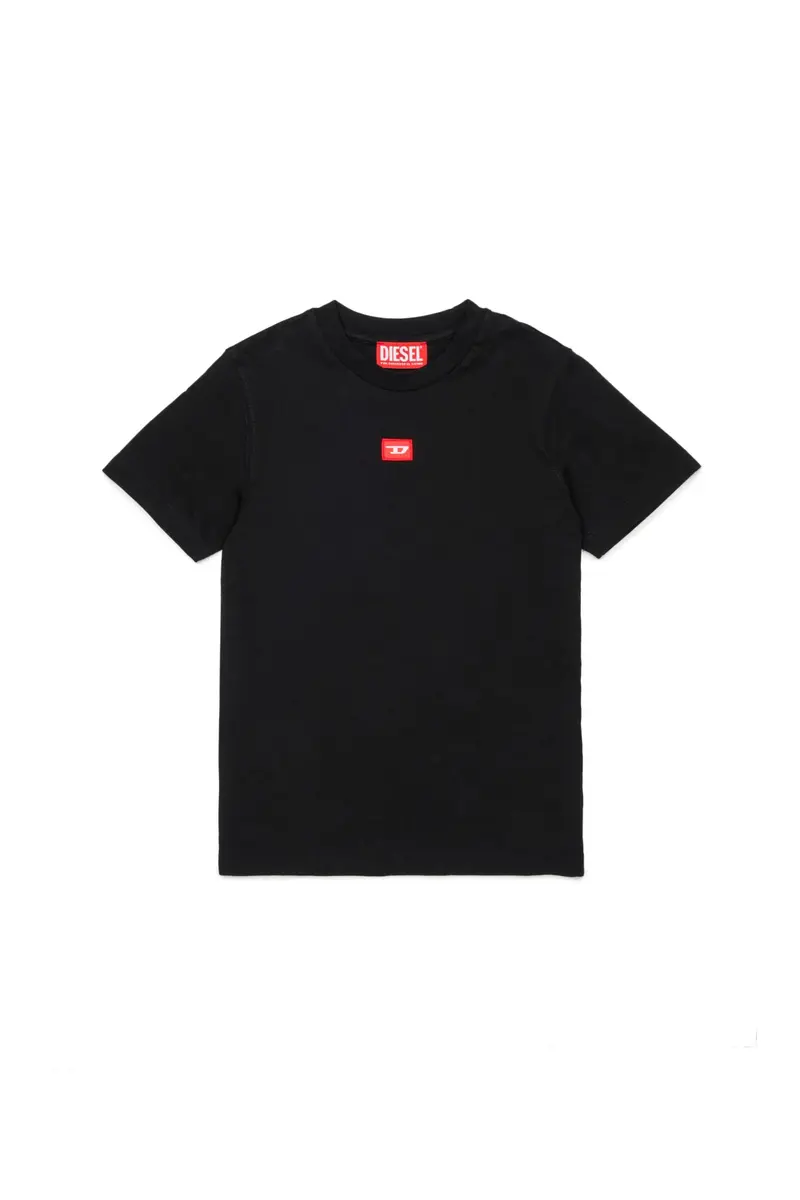 T-SHIRT NERA CON LOGO ROSSO DIESEL