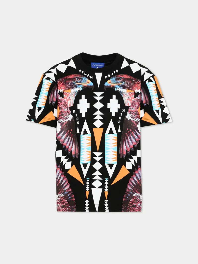 T-SHIRT NERA CON STAMPA MARCELO BURLON