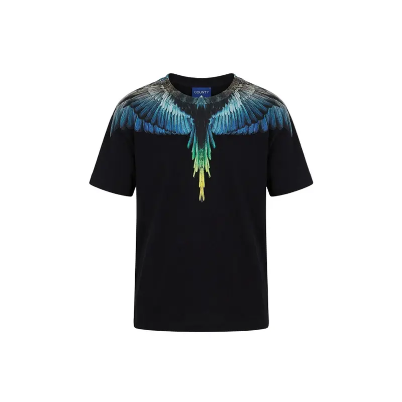 T-SHIRT NERA CON STAMPA MULTICOLOR MARCELO BURLON