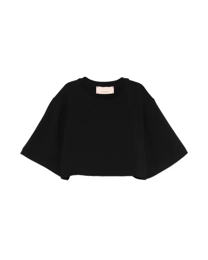 T-SHIRT NERA IN ORGANZA SUL RETRO LOGATA ELISABETTA FRANCHI
