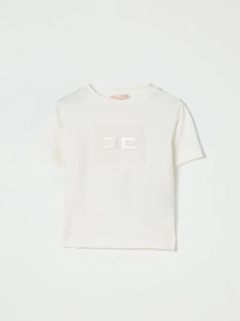 T-SHIRT PANNA CON RICAMO DIAGONALE ELISABETTA FRANCHI