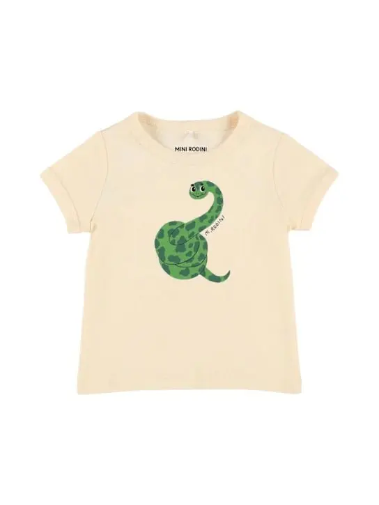 T-SHIRT PANNA CON SERPENTE VERDE MINI RODINI
