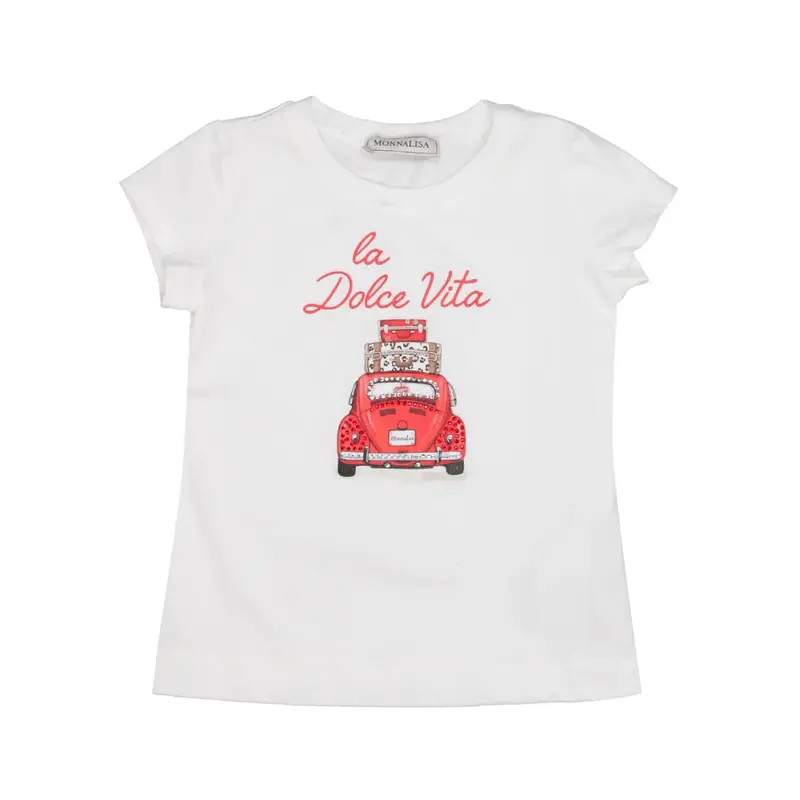 T-shirt per bambina Monnalisa bianco con stampa