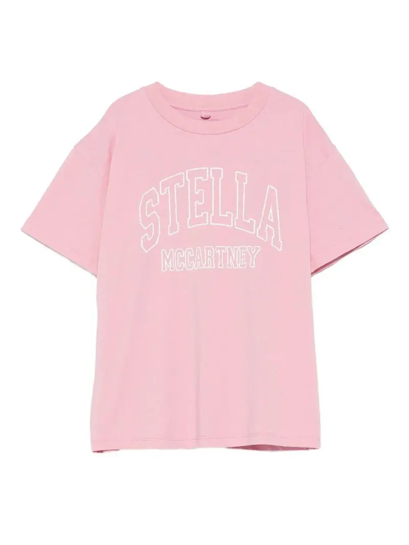 T-SHIRT ROSA CON LOGO BIANCO STELLA MCCARTNEY