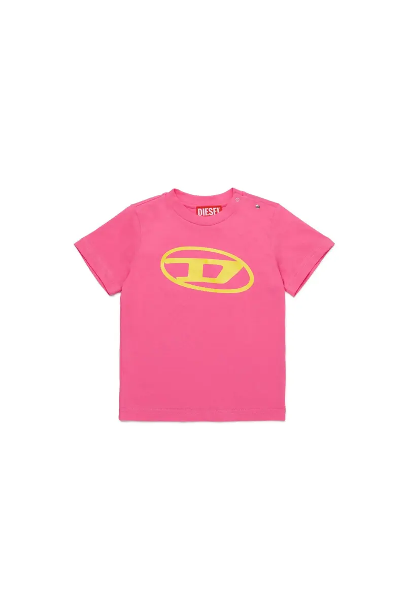 T-SHIRT ROSA CON LOGO GIALLO DIESEL