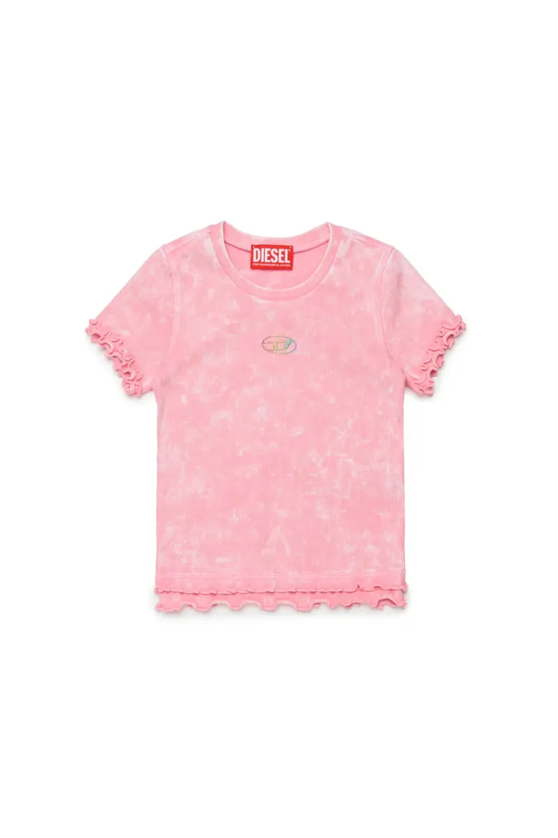 T-SHIRT ROSA CON LOGO MULTICOLOR DIESEL