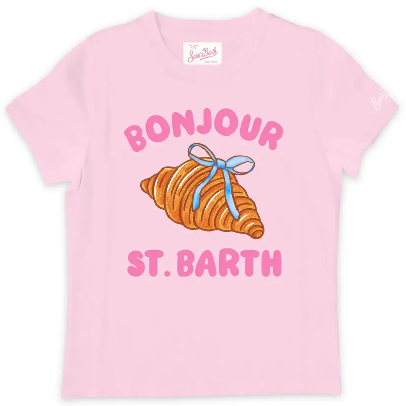 T-SHIRT ROSA CON STAMPA BONJOUR MC2 SAINT BARTH