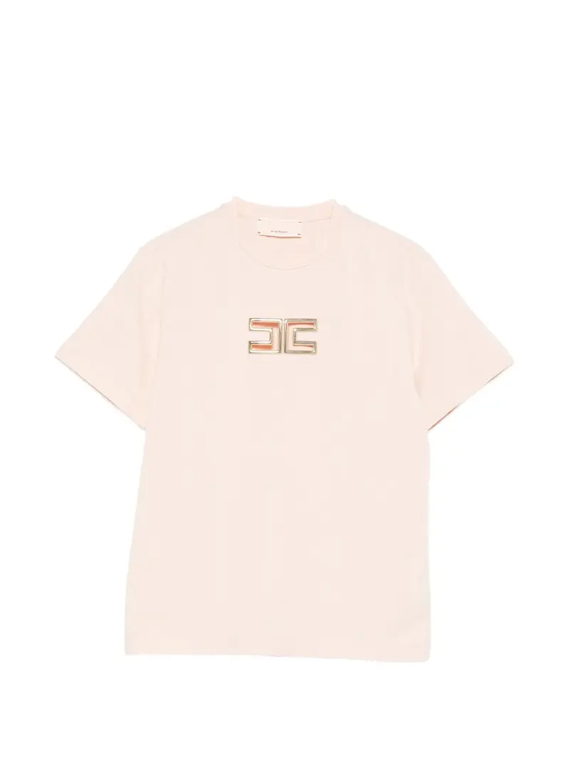 T-SHIRT ROSA PASTELLO CON LOGO IN ORO ELISABETTA FRANCHI
