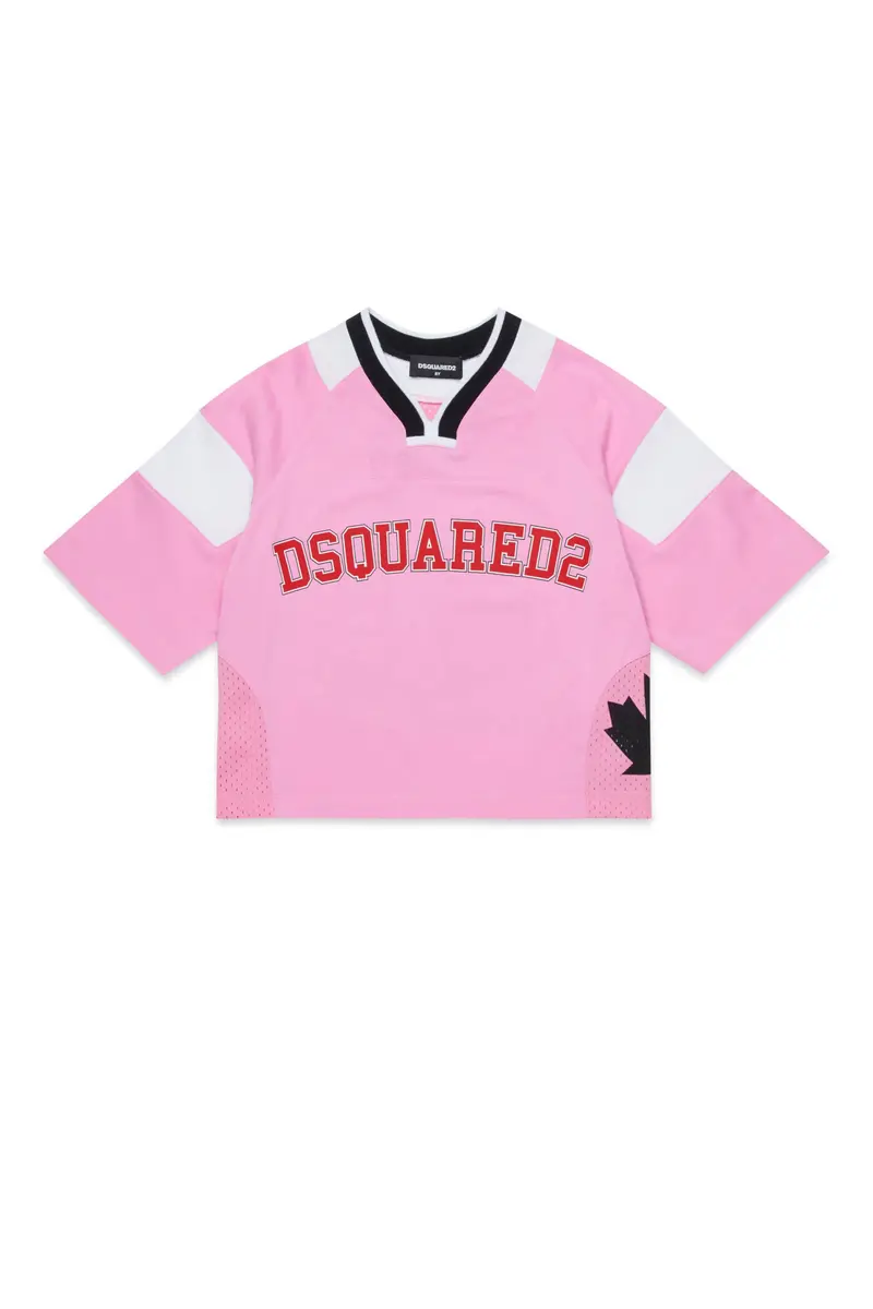 T-SHIRT ROSA STILE BASKET CON LOGO DSQUARED2