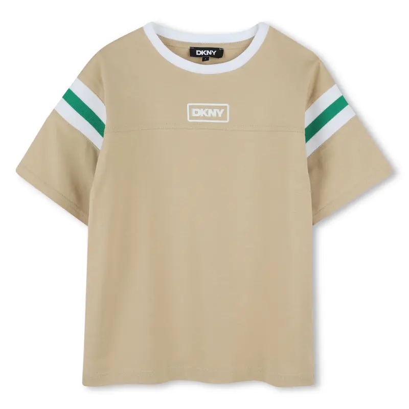 T-SHIRT SABBIA CON BANDE LATERALI DKNY